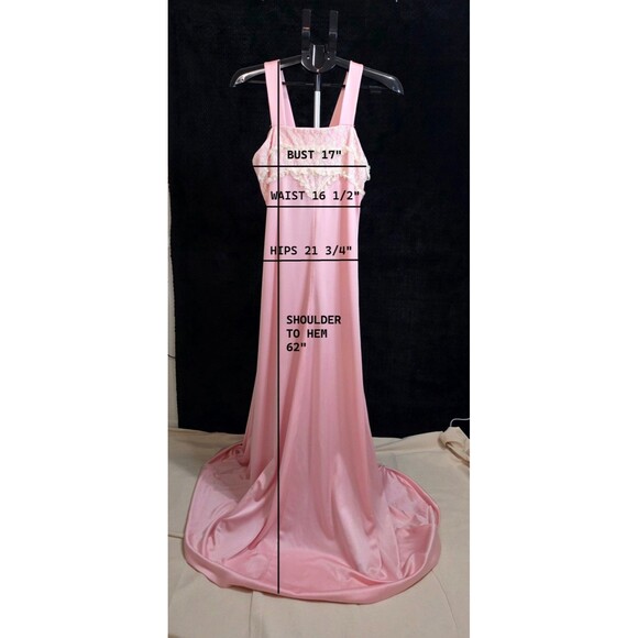 Vintage 1970s Pink Rayon w/ Lace Nightgown & Bed Jacket Set Vintage Sleepwear - Picture 3 of 10